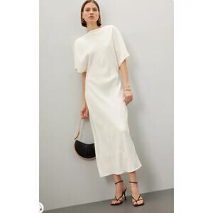 Róhe Fluid Satin Dress Off-white Size 36